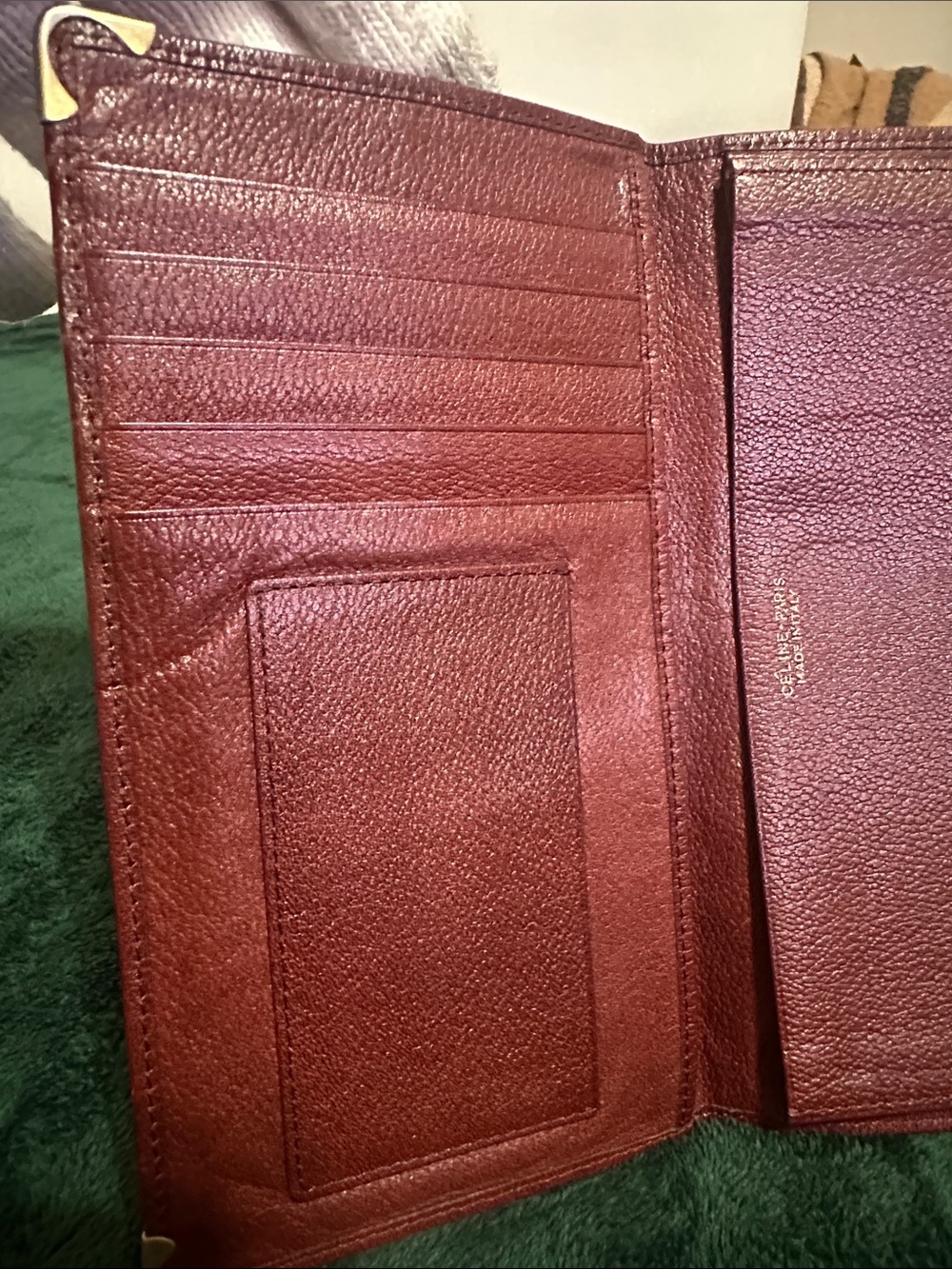 Celine Vintage Burgundy Leather Bifold Long Wallet - Picture 13 of 15
